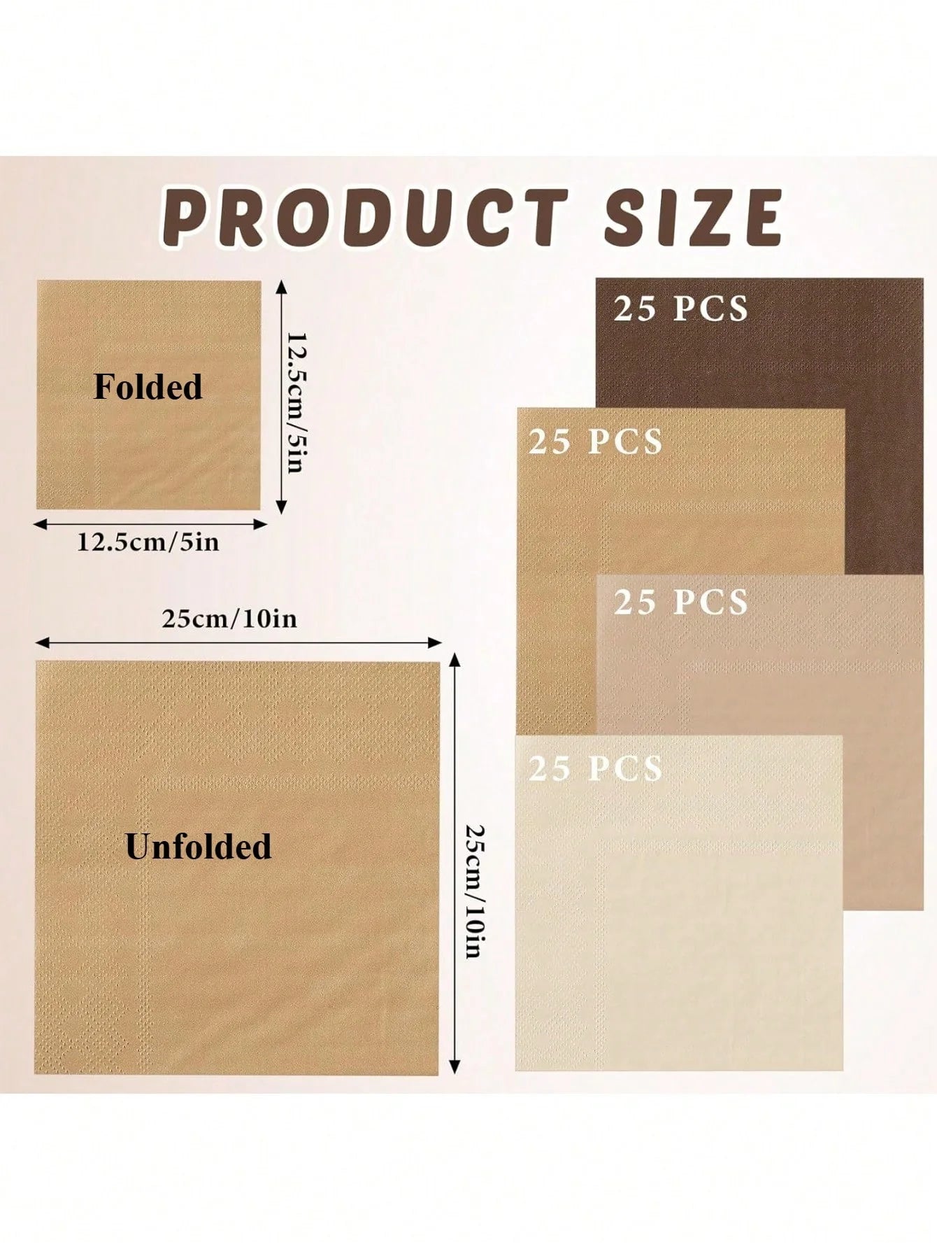 100-Piece Square Paper Cocktail Napkins for Parties & Weddings