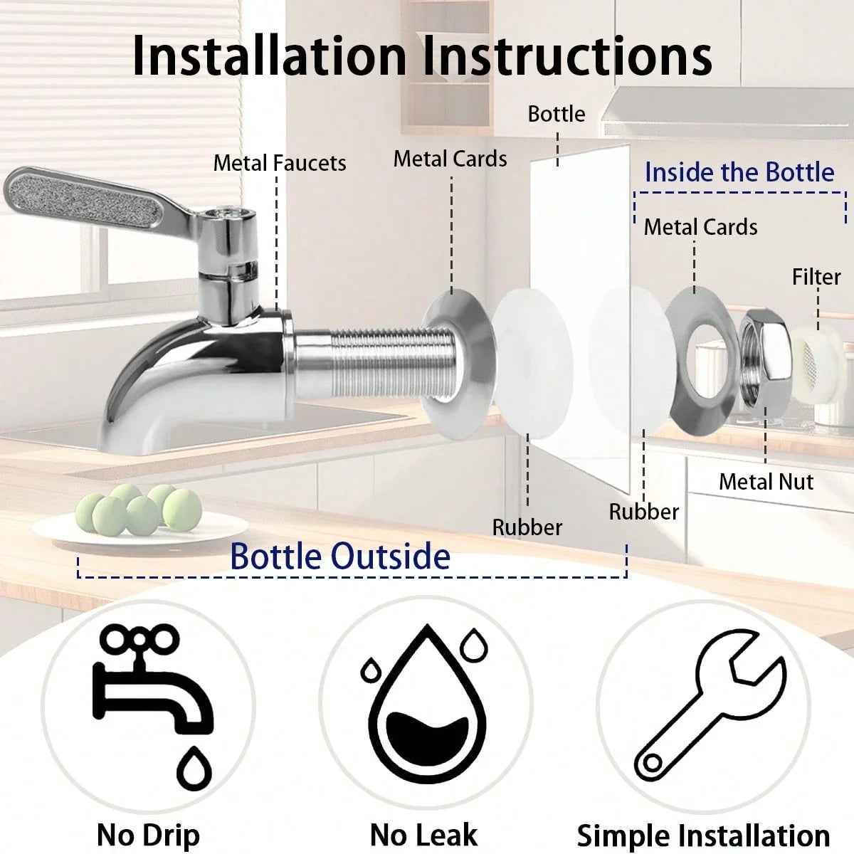 2-Piece 3.8L Glass Beverage Dispenser Set with Stand and Faucet