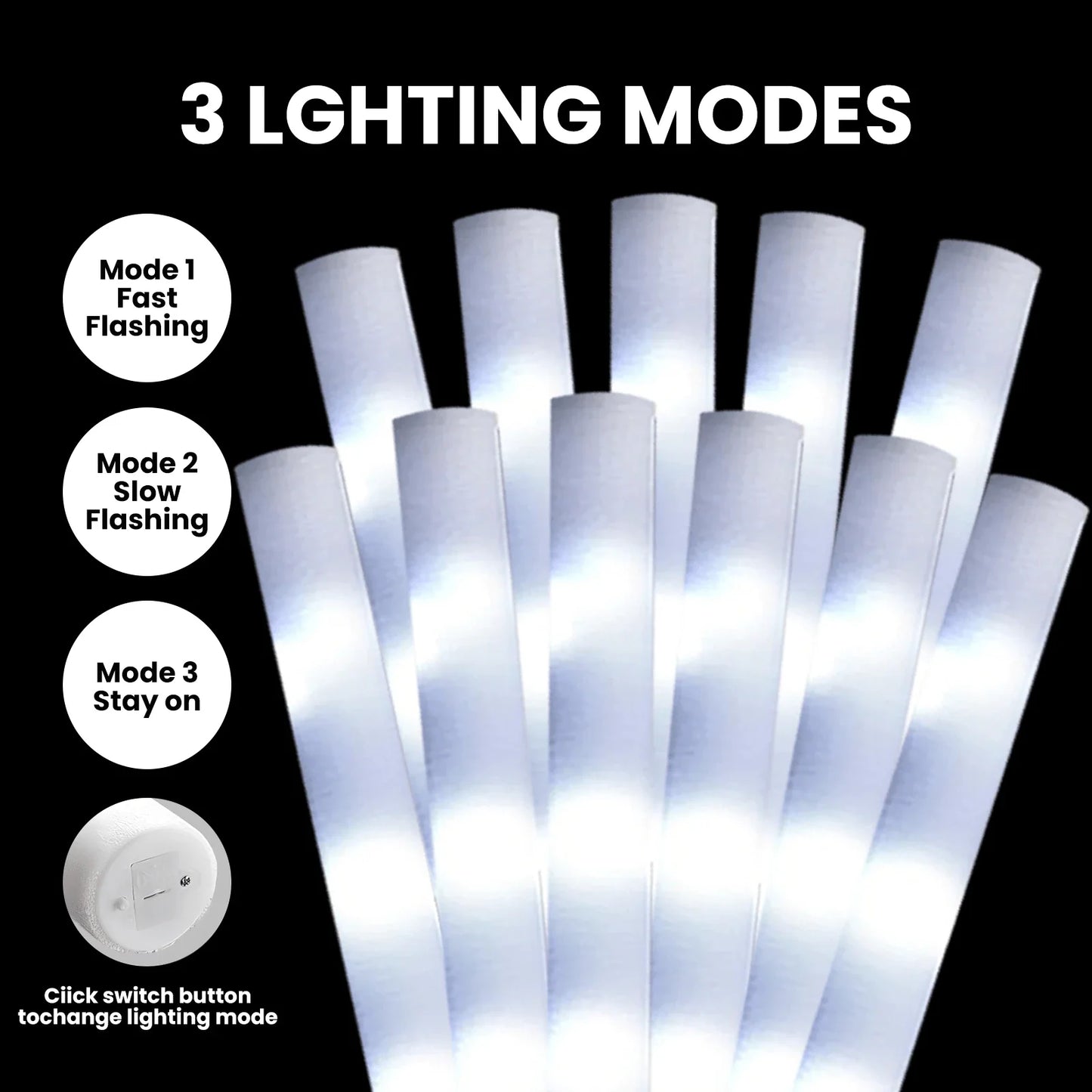 LED Foam Glow Sticks for Weddings & Parties & Concerts