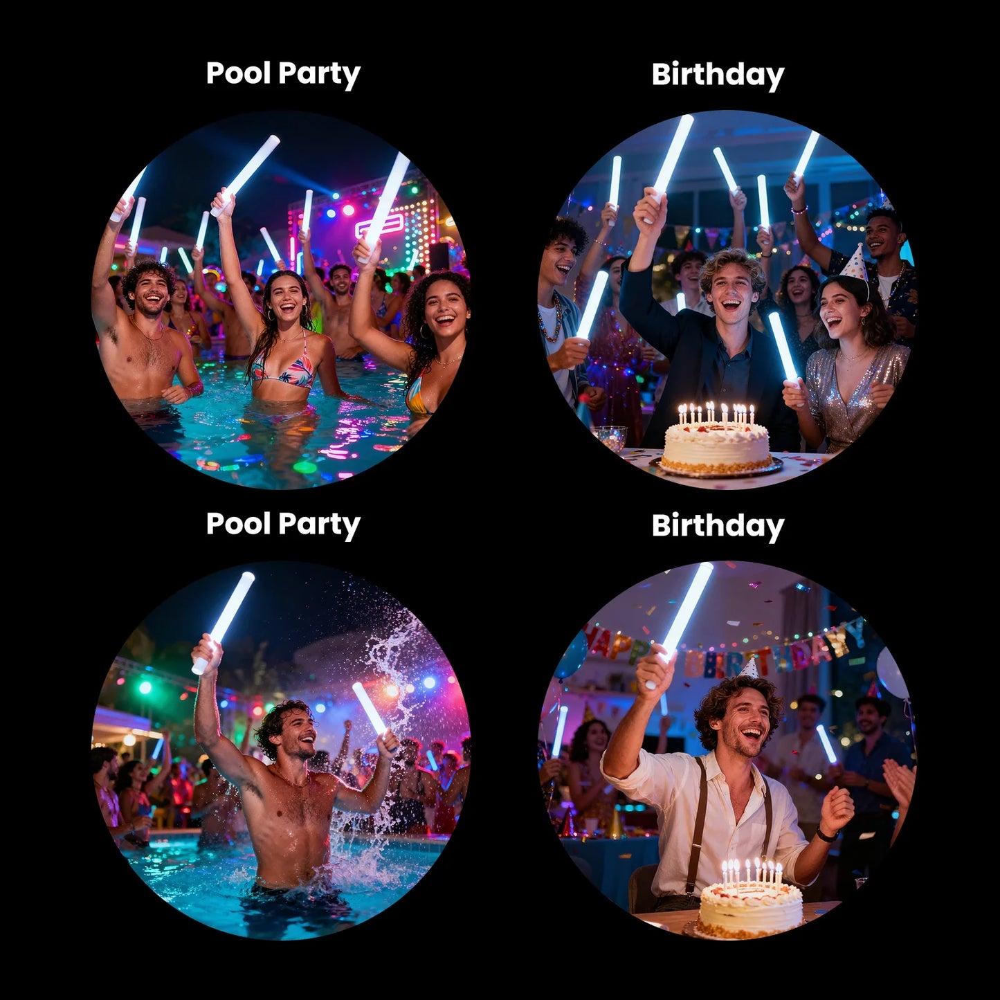 LED Foam Glow Sticks for Weddings & Parties & Concerts