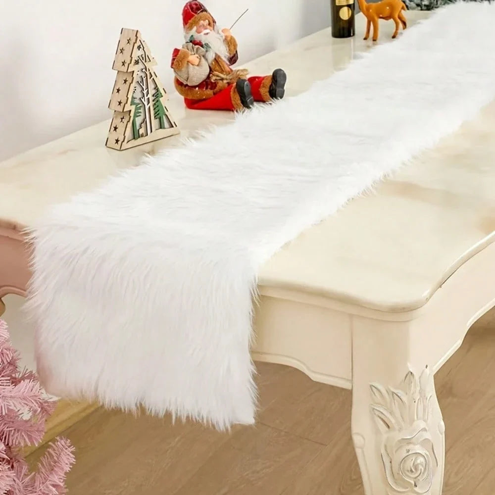 Soft Plush Faux Fur Table Runner for Christmas & Valentine's Day
