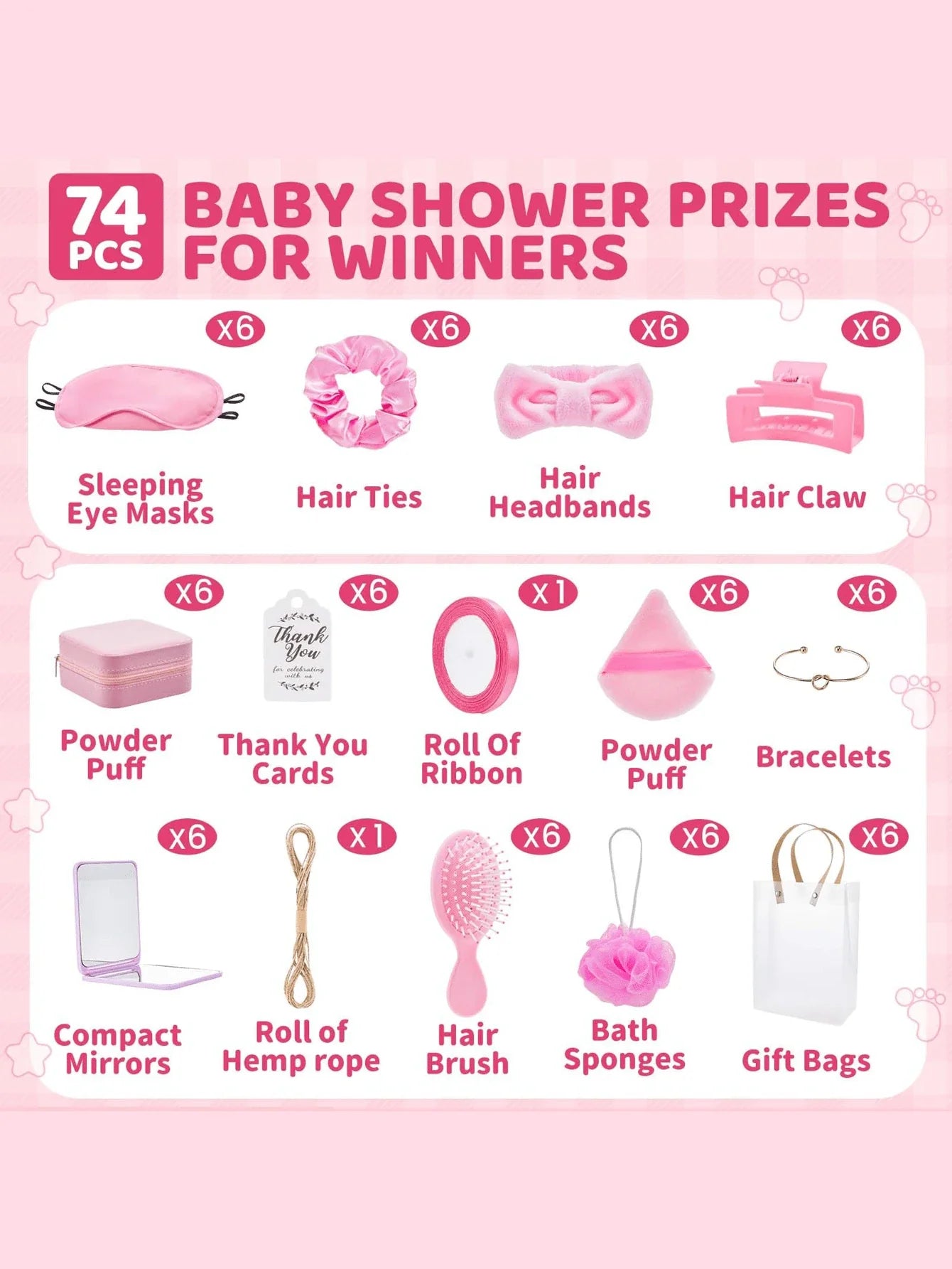 74-Piece Baby Shower Game Winner Prize Gift Set for Bridal Showers & Parties