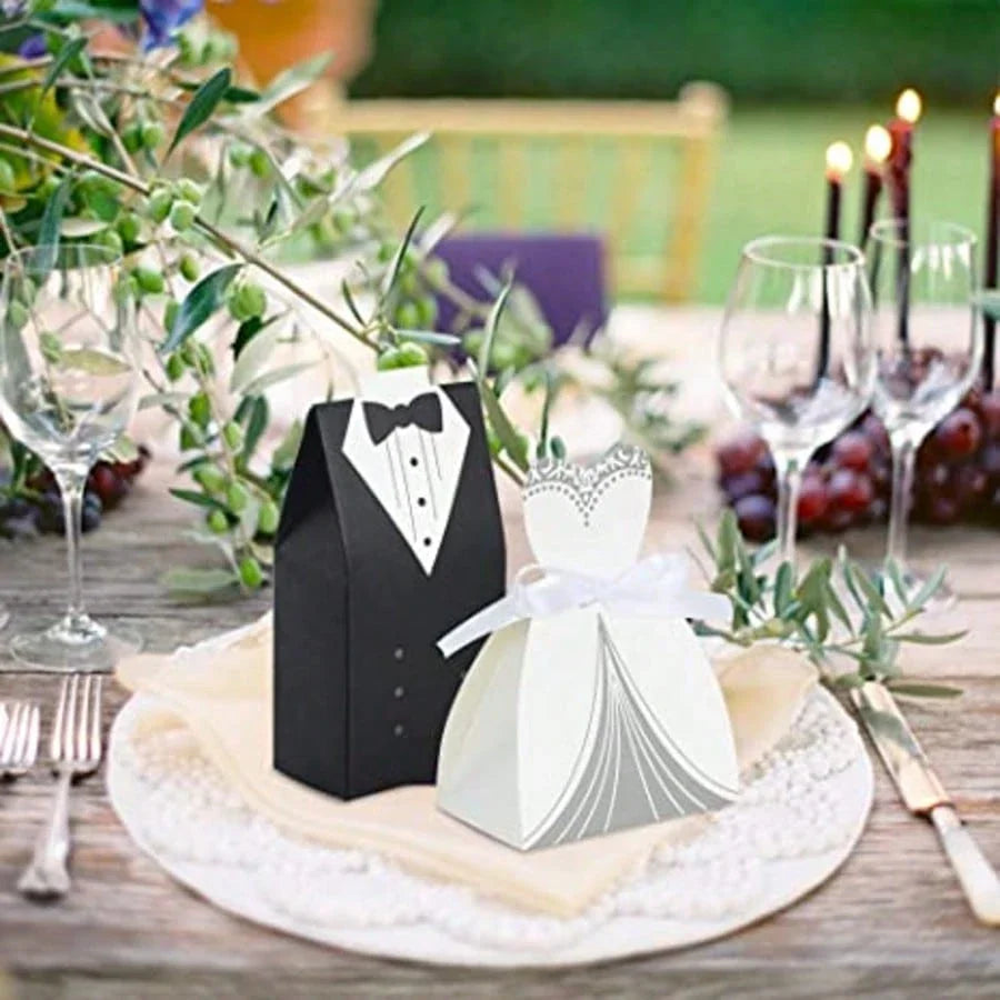 100-Piece Bride & Groom Wedding Favor Boxes with Ribbons