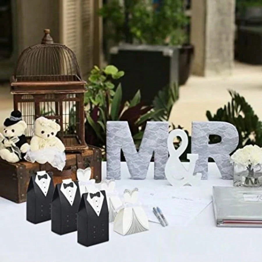 100-Piece Bride & Groom Wedding Favor Boxes with Ribbons