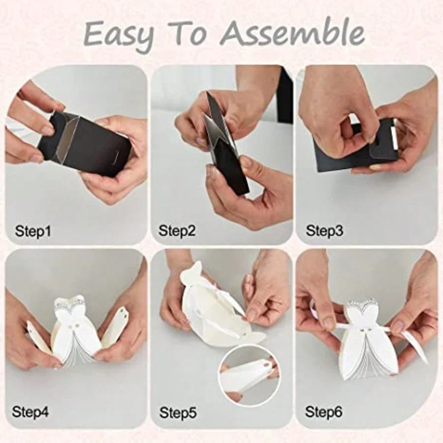 100-Piece Bride & Groom Wedding Favor Boxes with Ribbons
