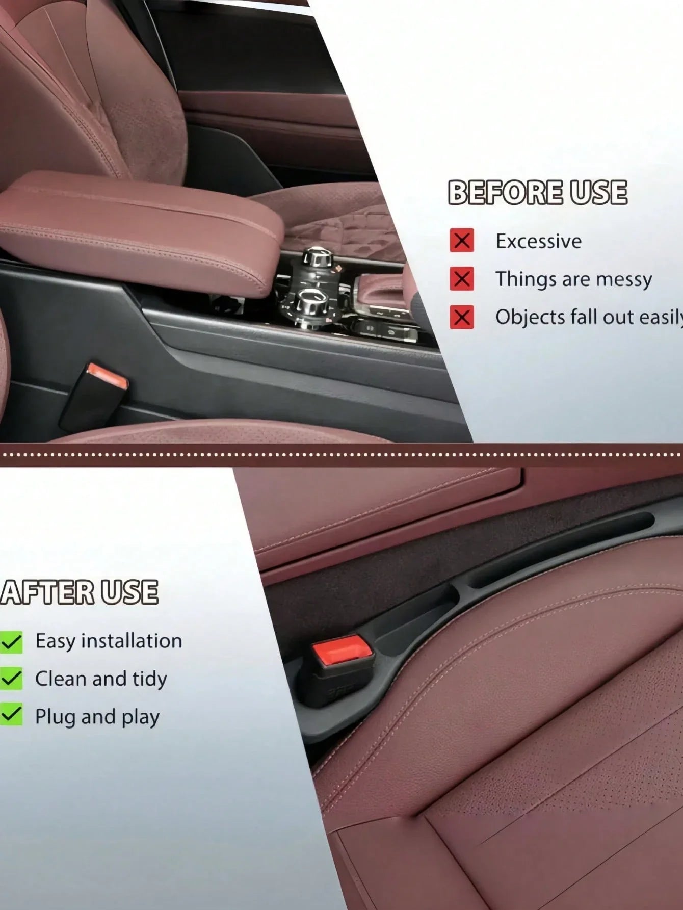 Car Seat Gap Filler Storage Box Anti-Leak Organizer for Phone Keys