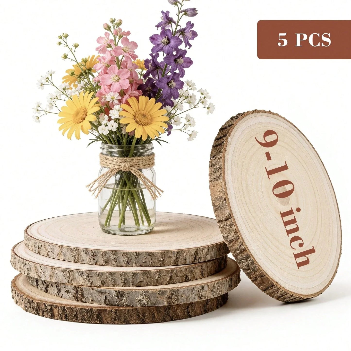 Large Natural Paulownia Wood Slices 23-25 cm for Weddings & Home Decor