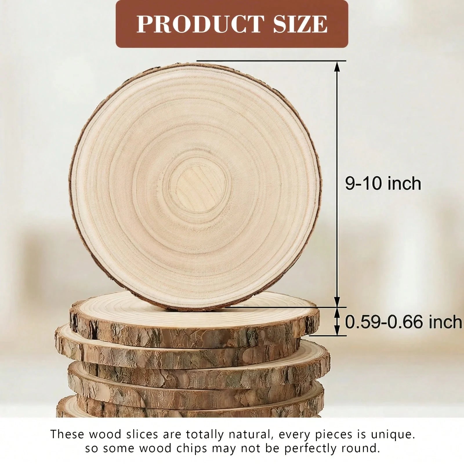 Large Natural Paulownia Wood Slices 23-25 cm for Weddings & Home Decor