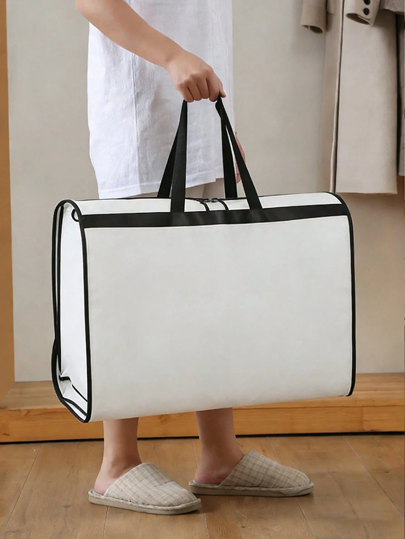 White Wedding Dress Garment Bag with Carry Handles Breathable Bridal Gown Storage Cover