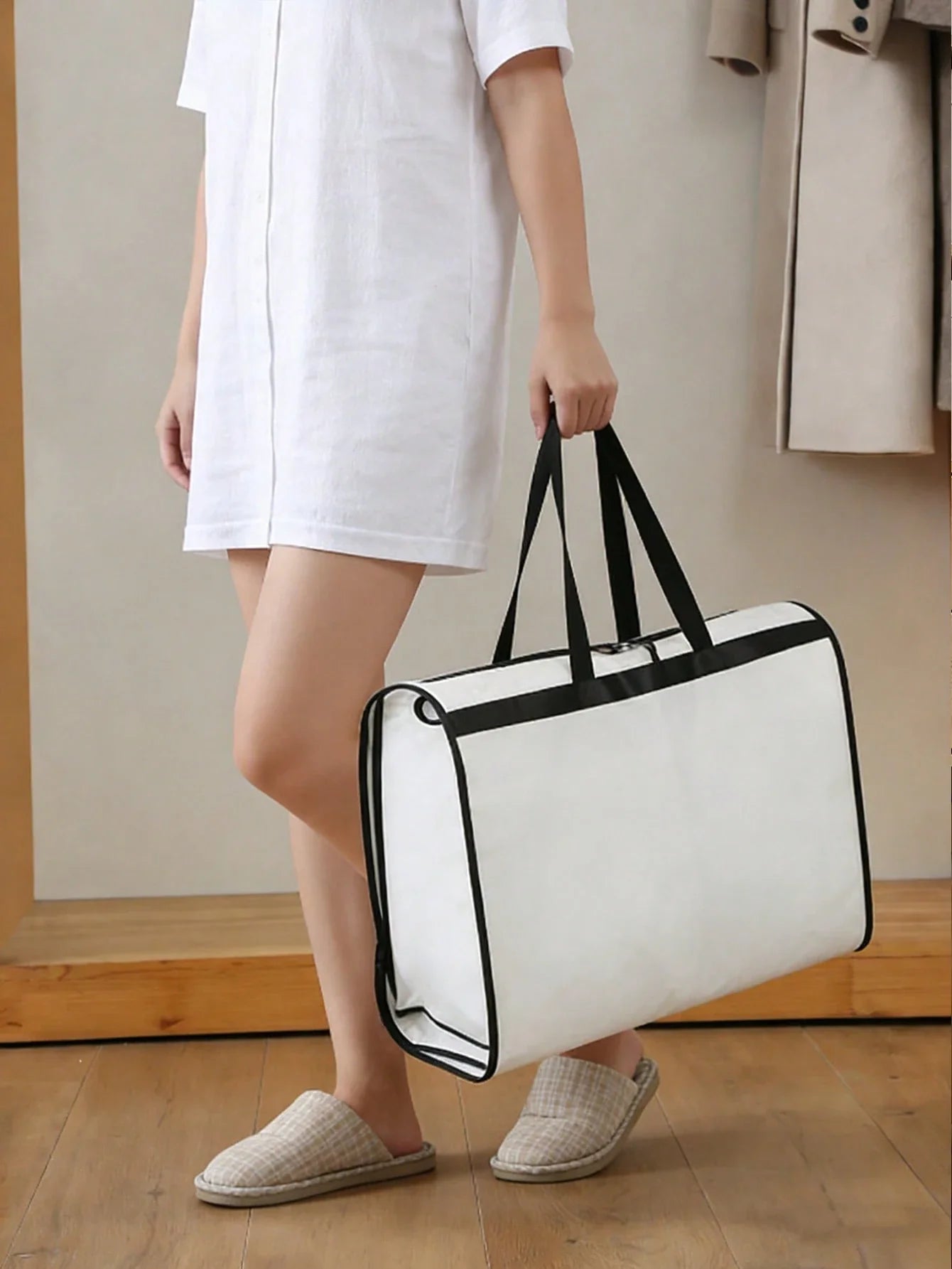 White Wedding Dress Garment Bag with Carry Handles Breathable Bridal Gown Storage Cover