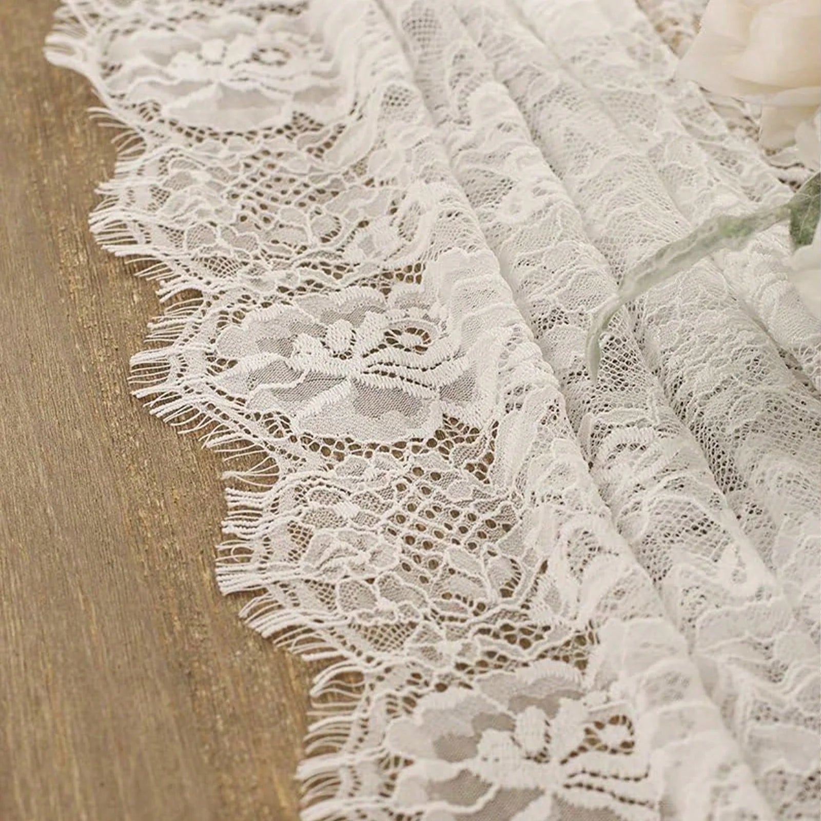White Lace Boho Table Runners 35.6 x 304.8 cm for Weddings & Parties