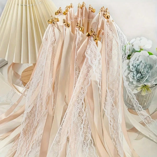 Champagne Blush Lace with Gold Bells
