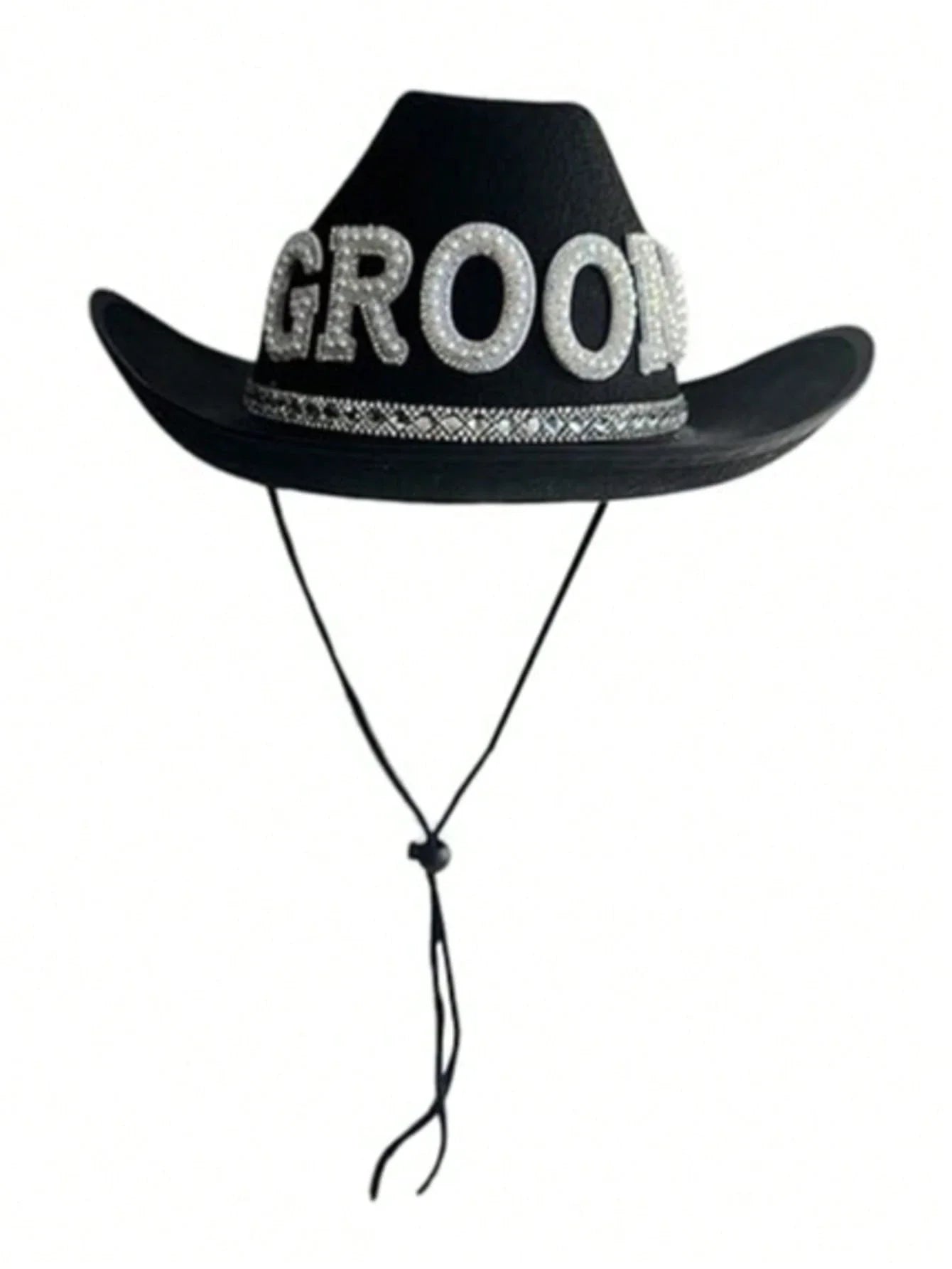 Men's Black Cowboy Hat Bachelor Party Groom Photobooth Prop