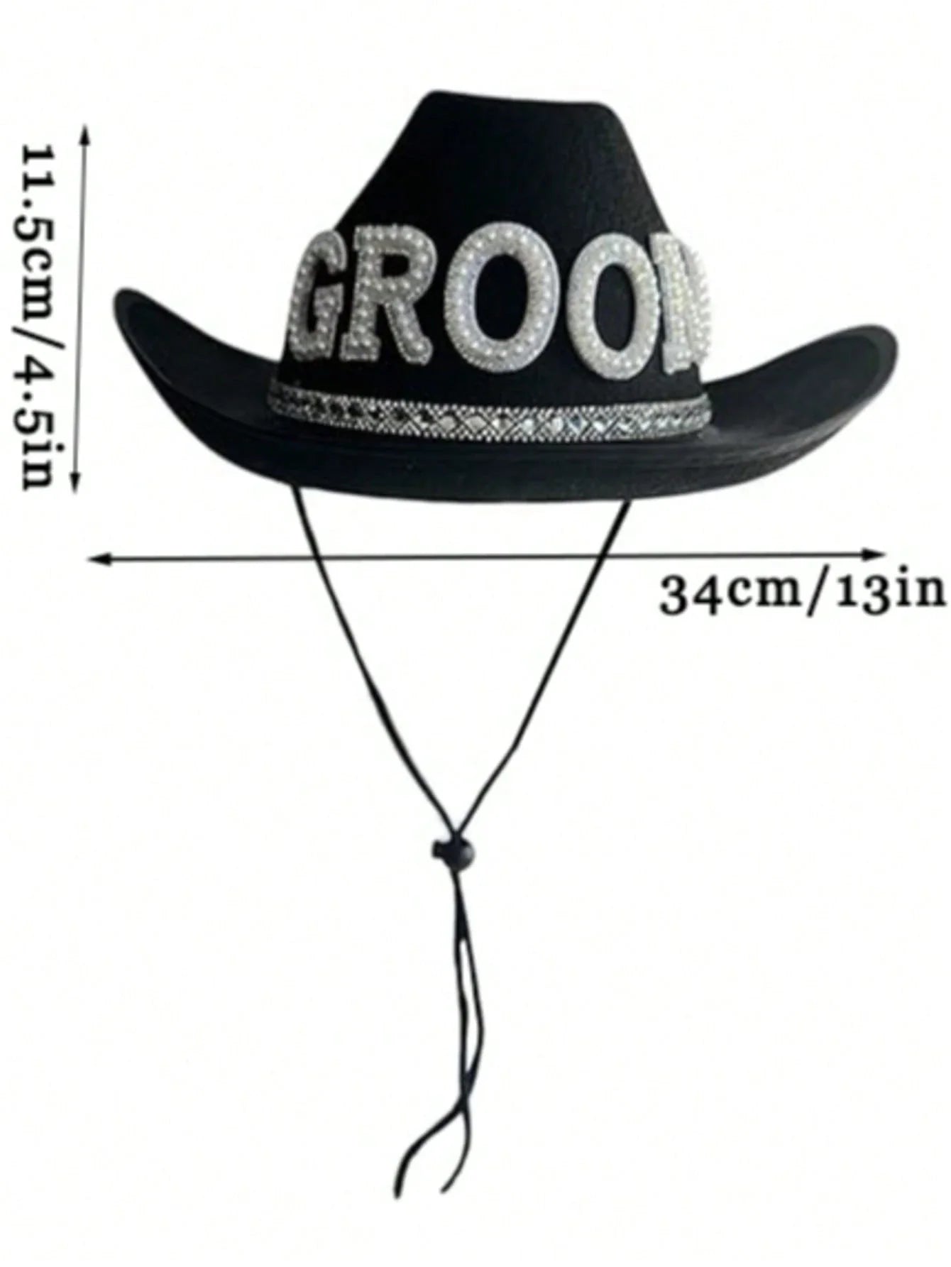 Men's Black Cowboy Hat Bachelor Party Groom Photobooth Prop