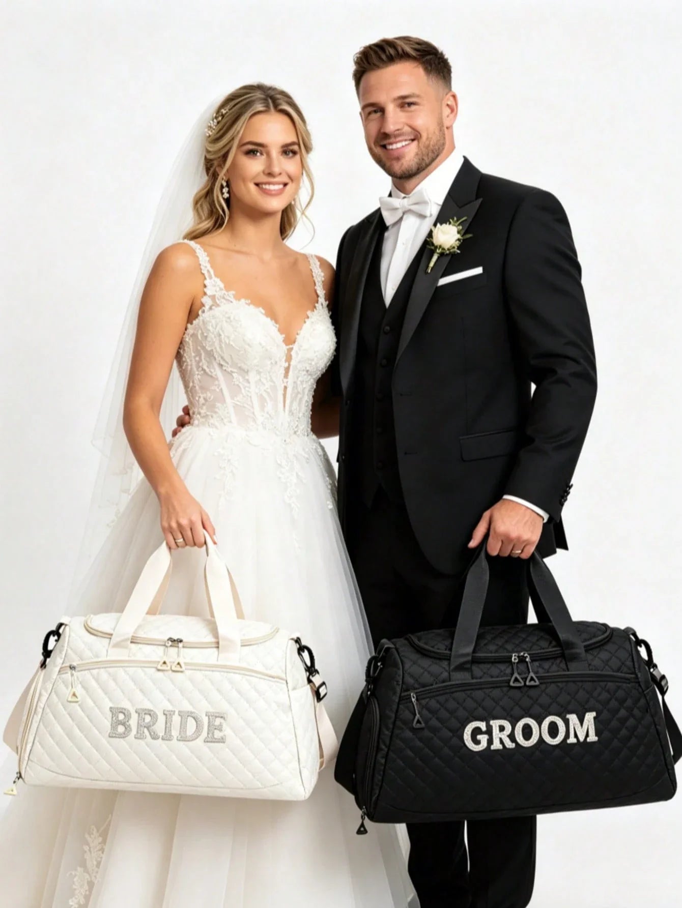 Women's Large Beige Luxury Bridal Purse Wedding Handbag