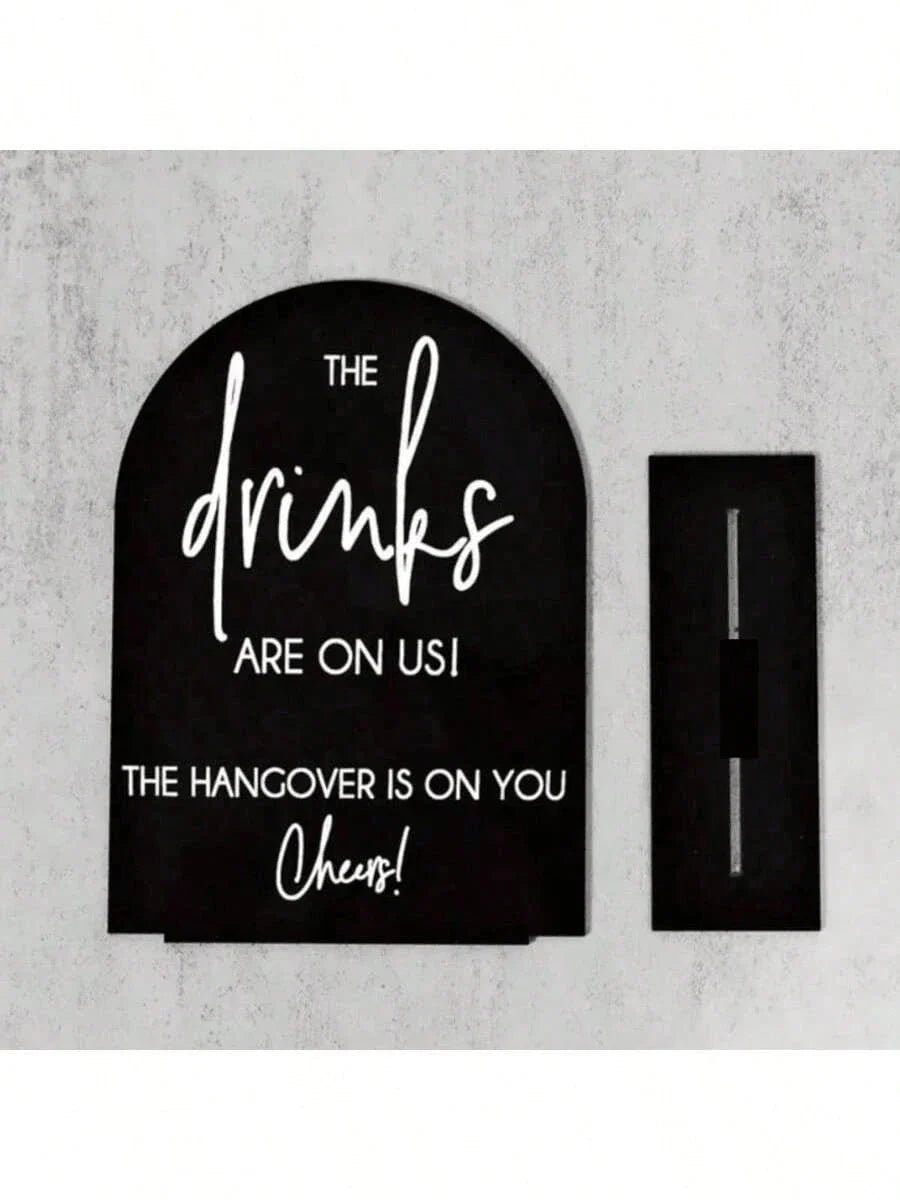 2D Printed Acrylic Wedding Bar Sign with Stand 12.7 x 17.8 cm
