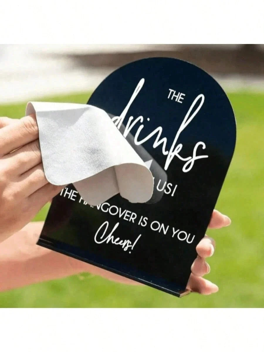 2D Printed Acrylic Wedding Bar Sign with Stand 12.7 x 17.8 cm