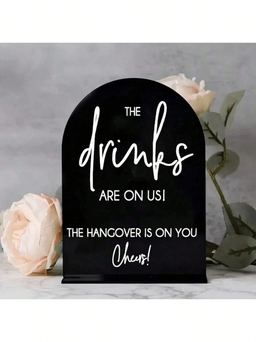 2D Printed Acrylic Wedding Bar Sign with Stand 12.7 x 17.8 cm