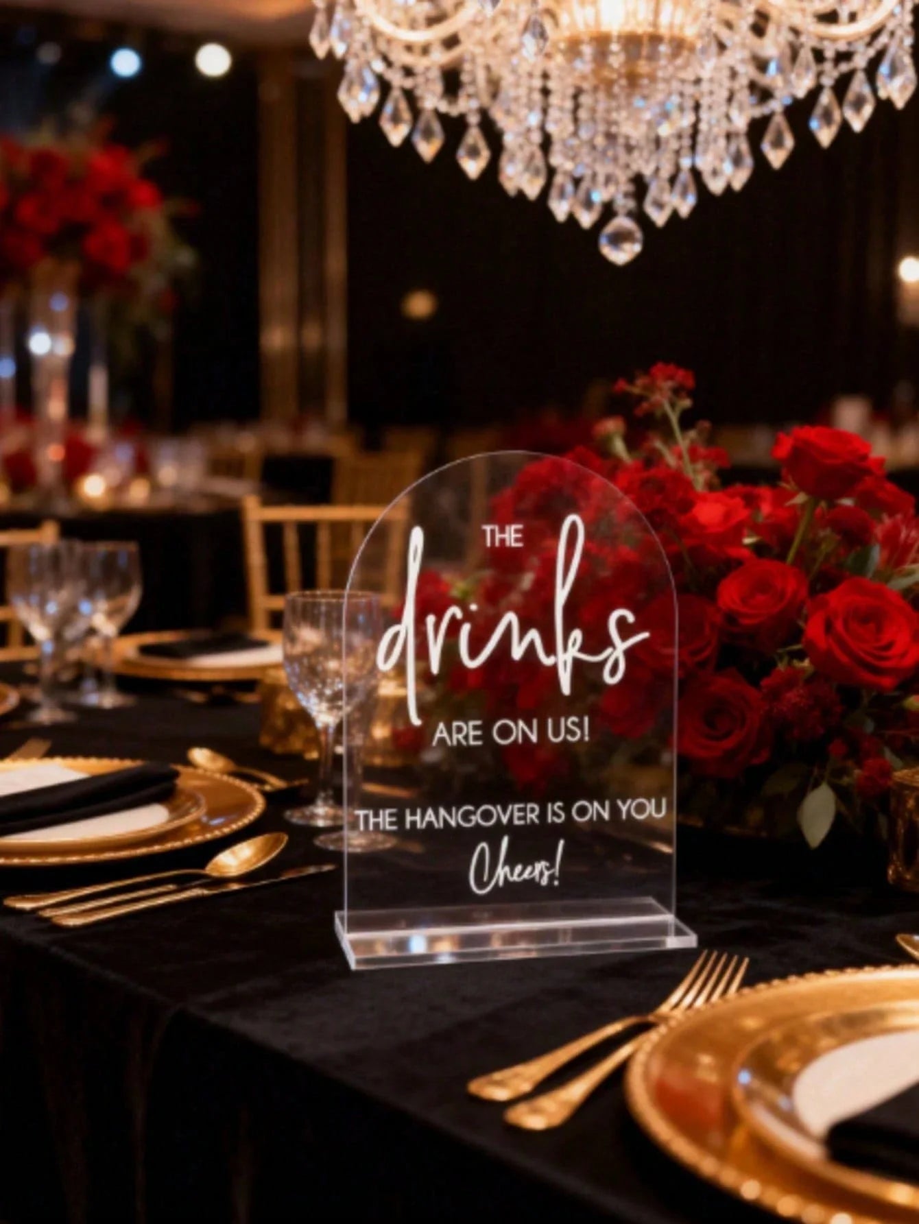 2D Printed Acrylic Wedding Bar Sign with Stand 12.7 x 17.8 cm