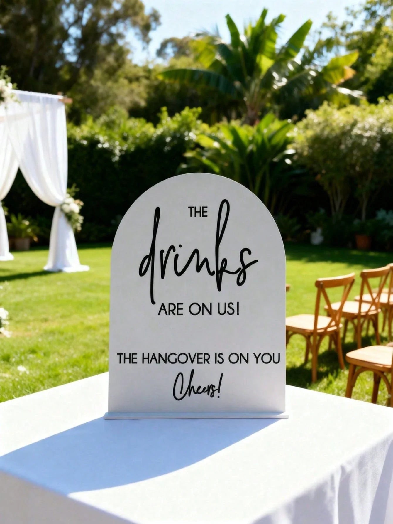 2D Printed Acrylic Wedding Bar Sign with Stand 12.7 x 17.8 cm