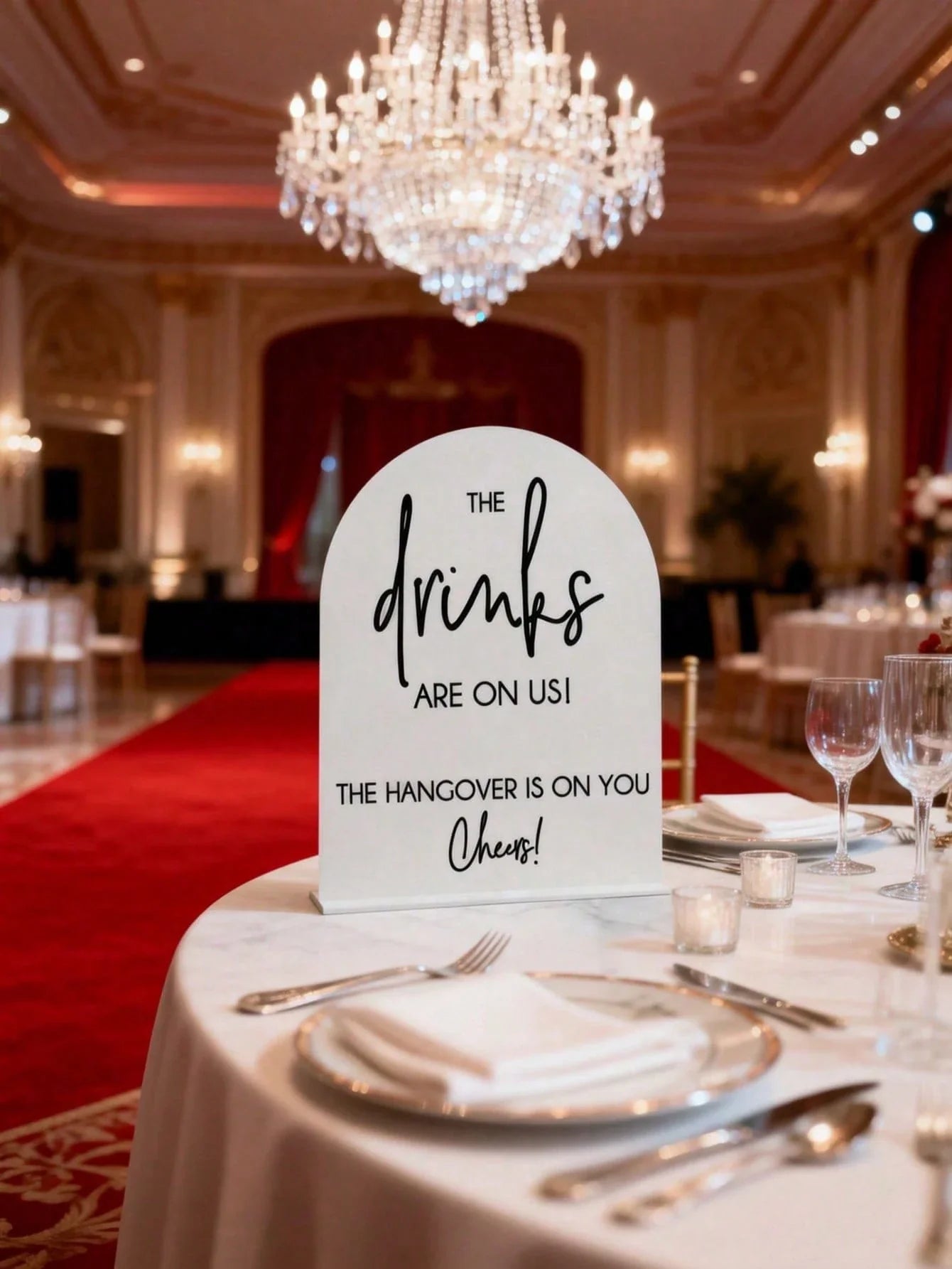 2D Printed Acrylic Wedding Bar Sign with Stand 12.7 x 17.8 cm