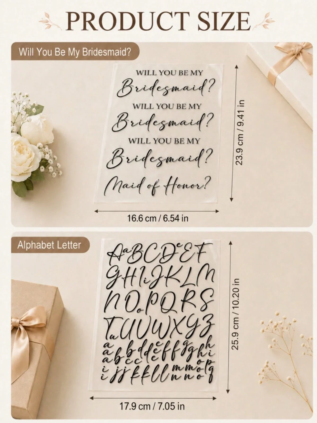 4-Piece Will You Be My Bridesmaid Transfer Stickers Vinyl Decals