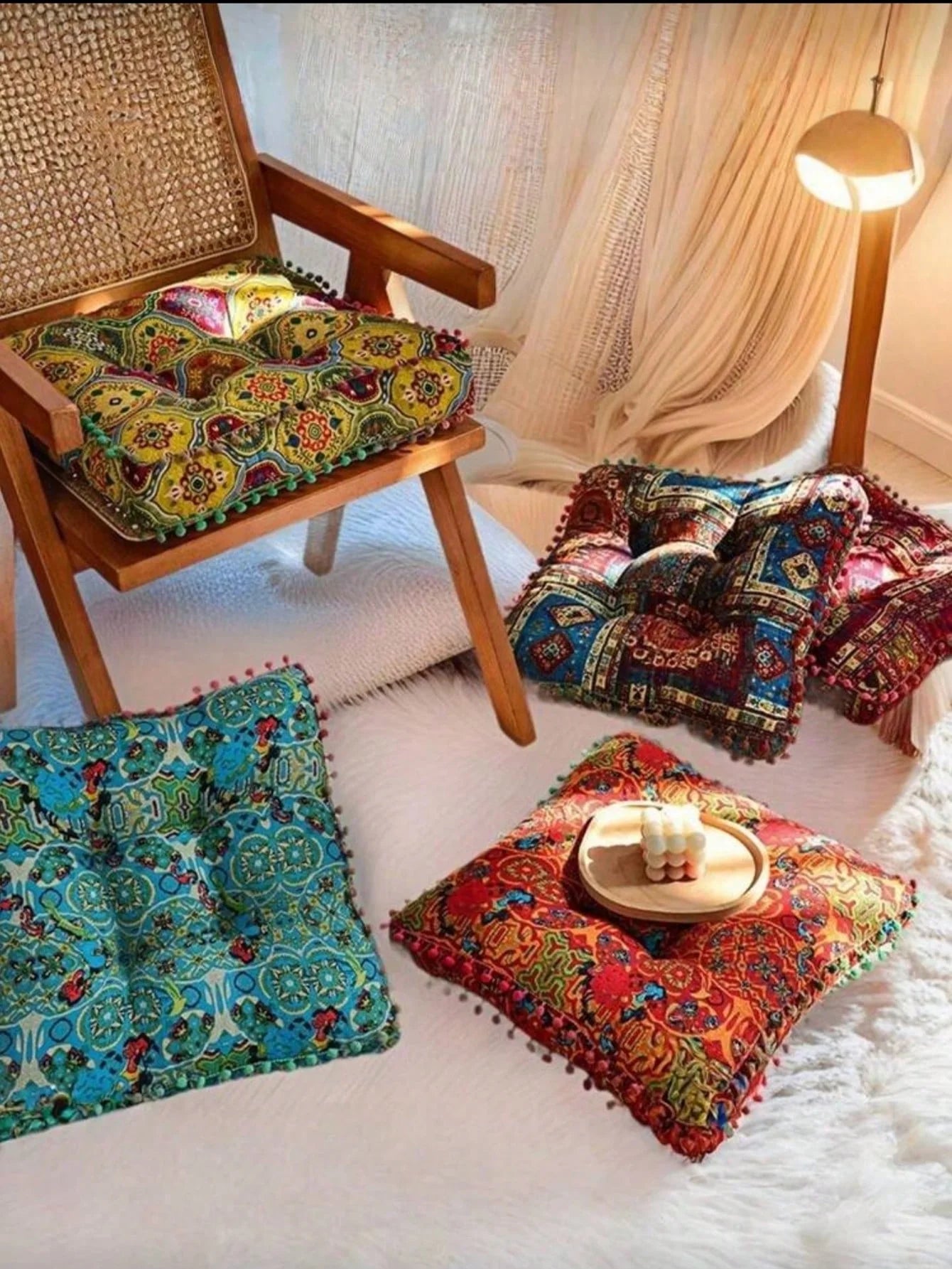 Bohemian Moroccan Round Meditation Floor Cushion Pillow