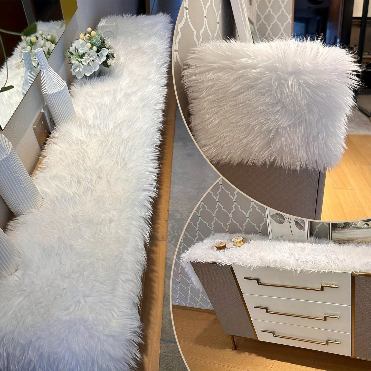 Soft Plush Faux Fur Table Runner for Christmas & Valentine's Day