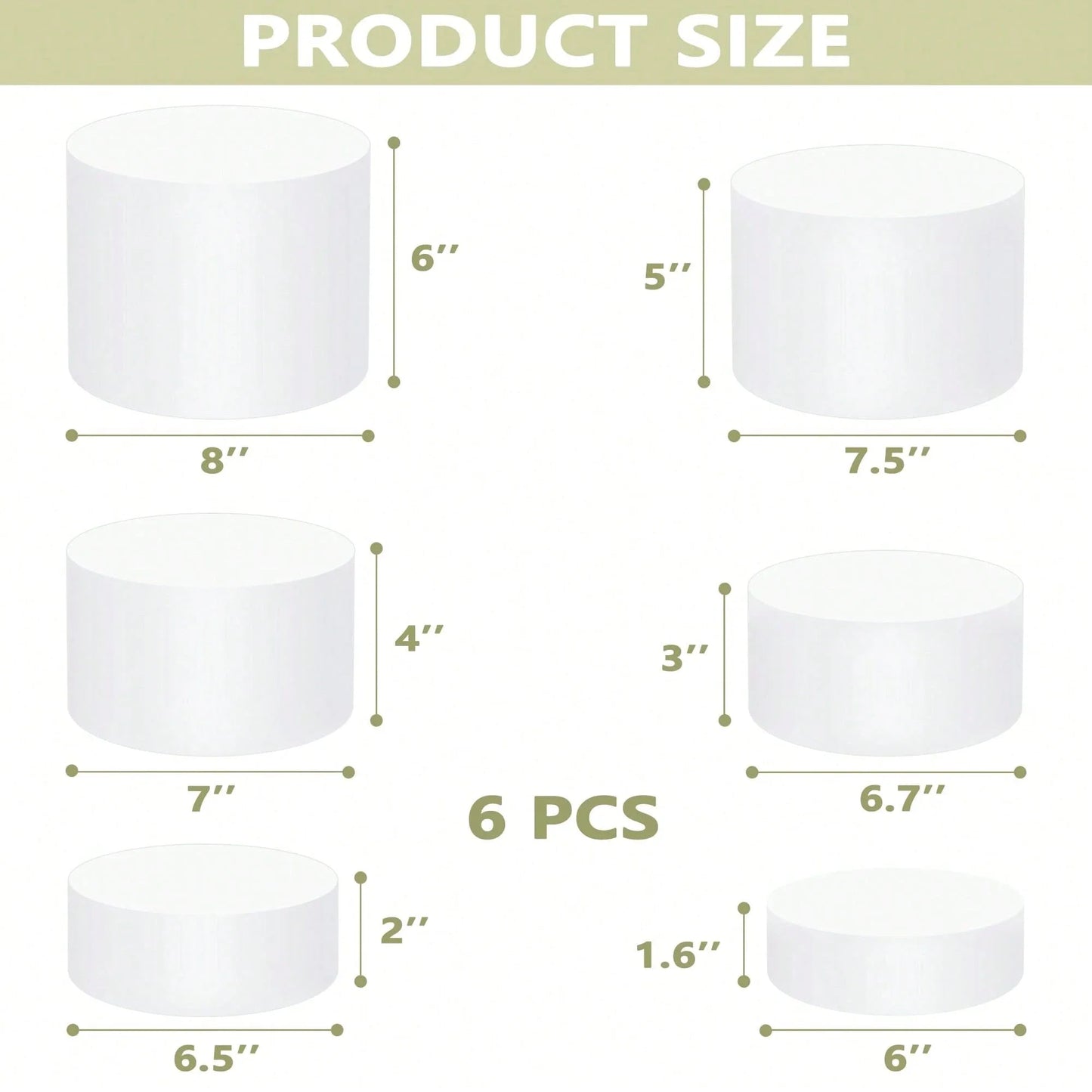 6-Piece Acrylic Round Buffet Risers Food Display Stand for Party Jewelry Dessert