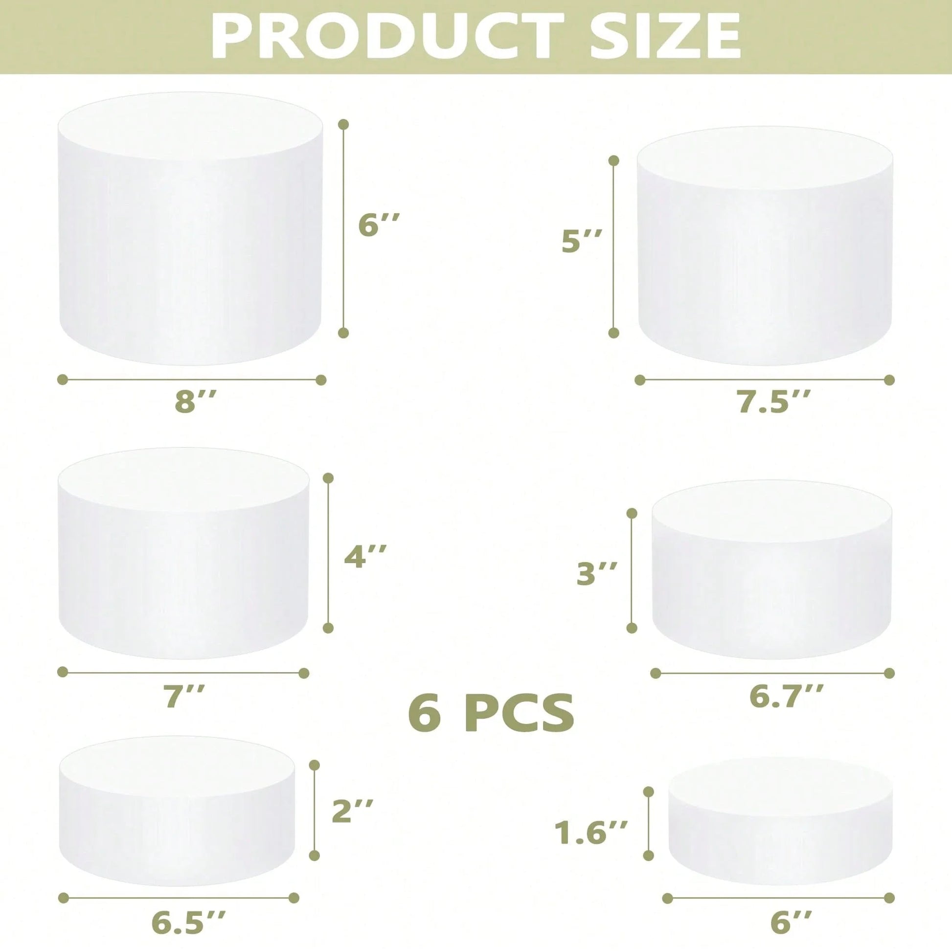 6-Piece Acrylic Round Buffet Risers Food Display Stand for Party Jewelry Dessert