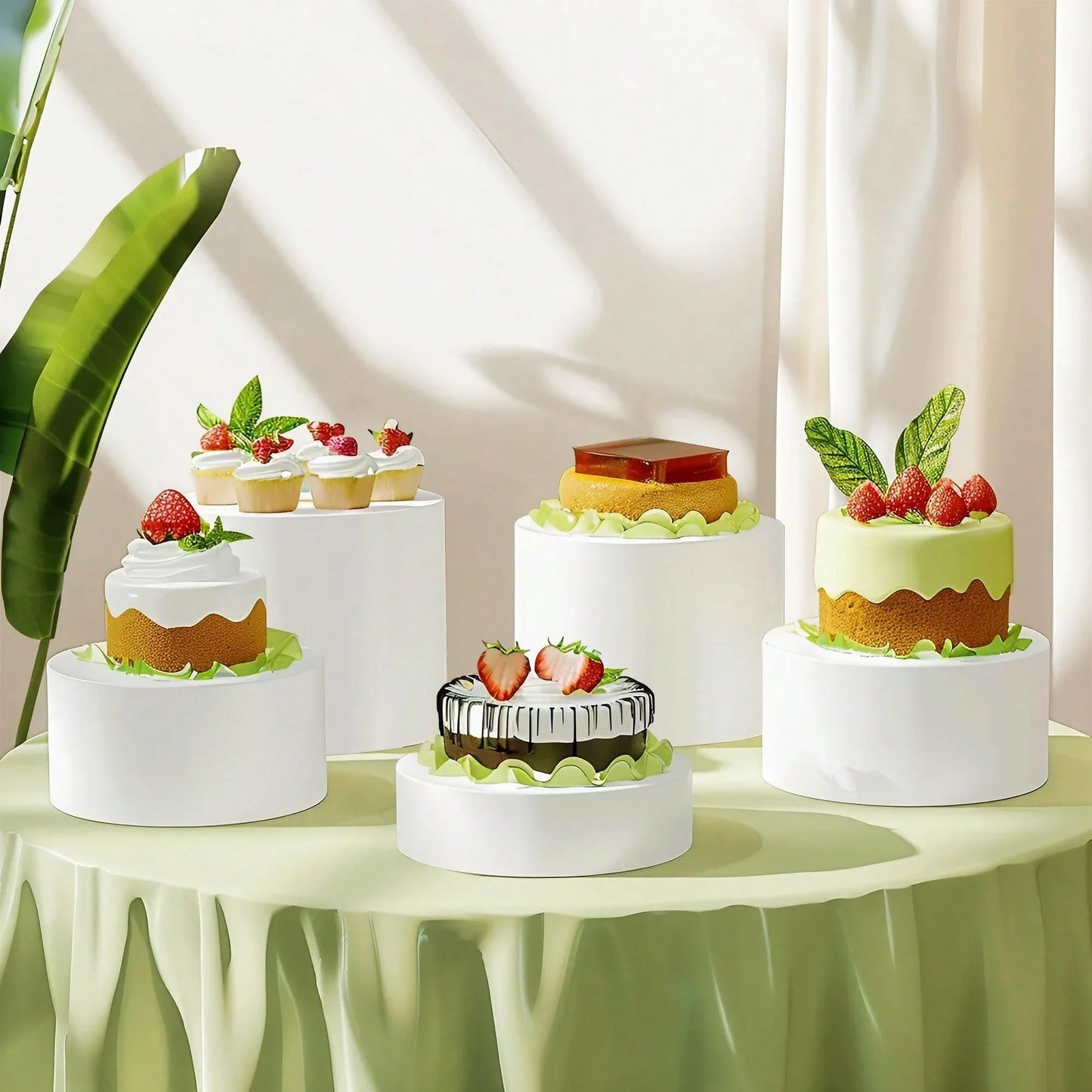 6-Piece Acrylic Round Buffet Risers Food Display Stand for Party Jewelry Dessert