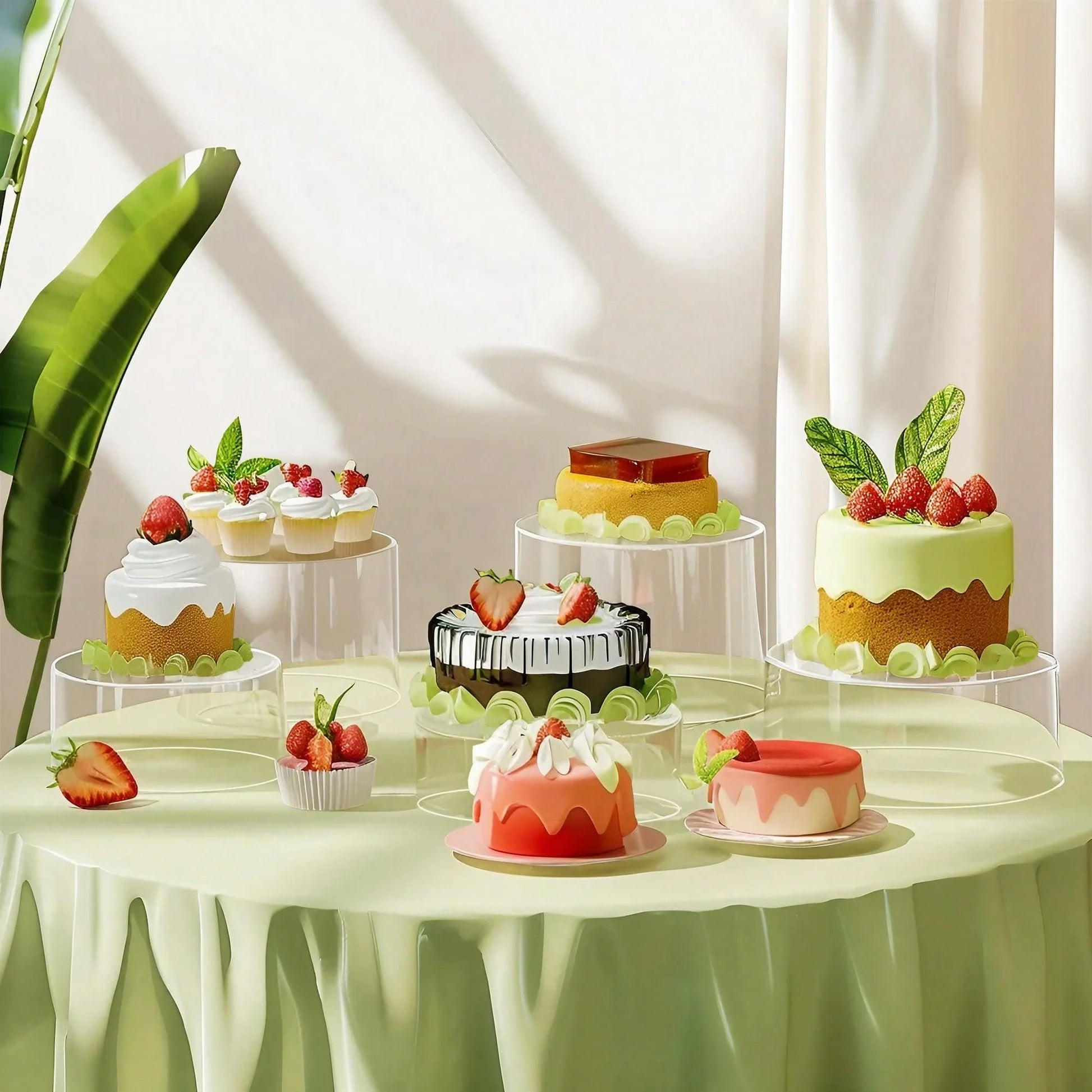 6-Piece Acrylic Round Buffet Risers Food Display Stand for Party Jewelry Dessert