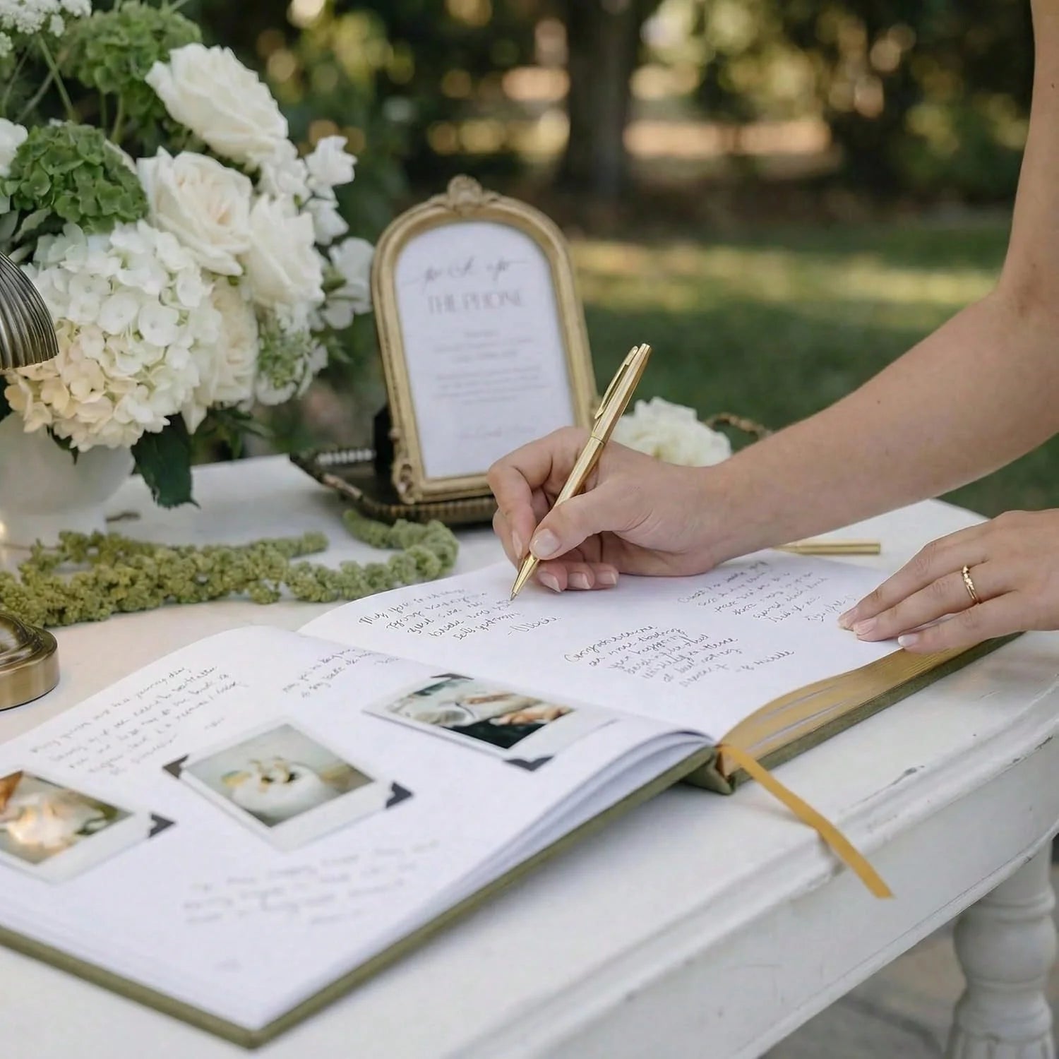 Elegant Velvet Wedding Guest Book with Photo Slots for Bridal Shower