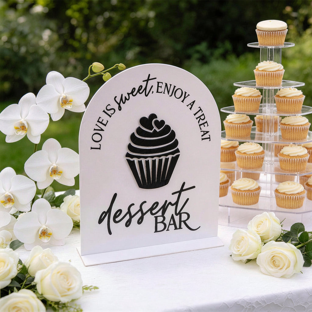 Acrylic Party Dessert Bar Sign 3D Dessert Pattern Design