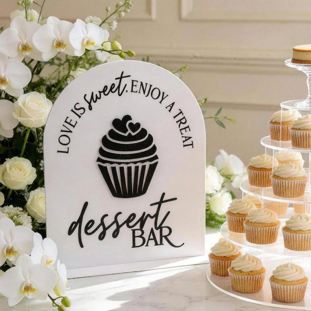 Acrylic Party Dessert Bar Sign 3D Dessert Pattern Design