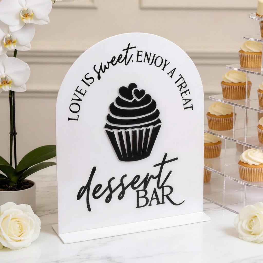 Acrylic Party Dessert Bar Sign 3D Dessert Pattern Design