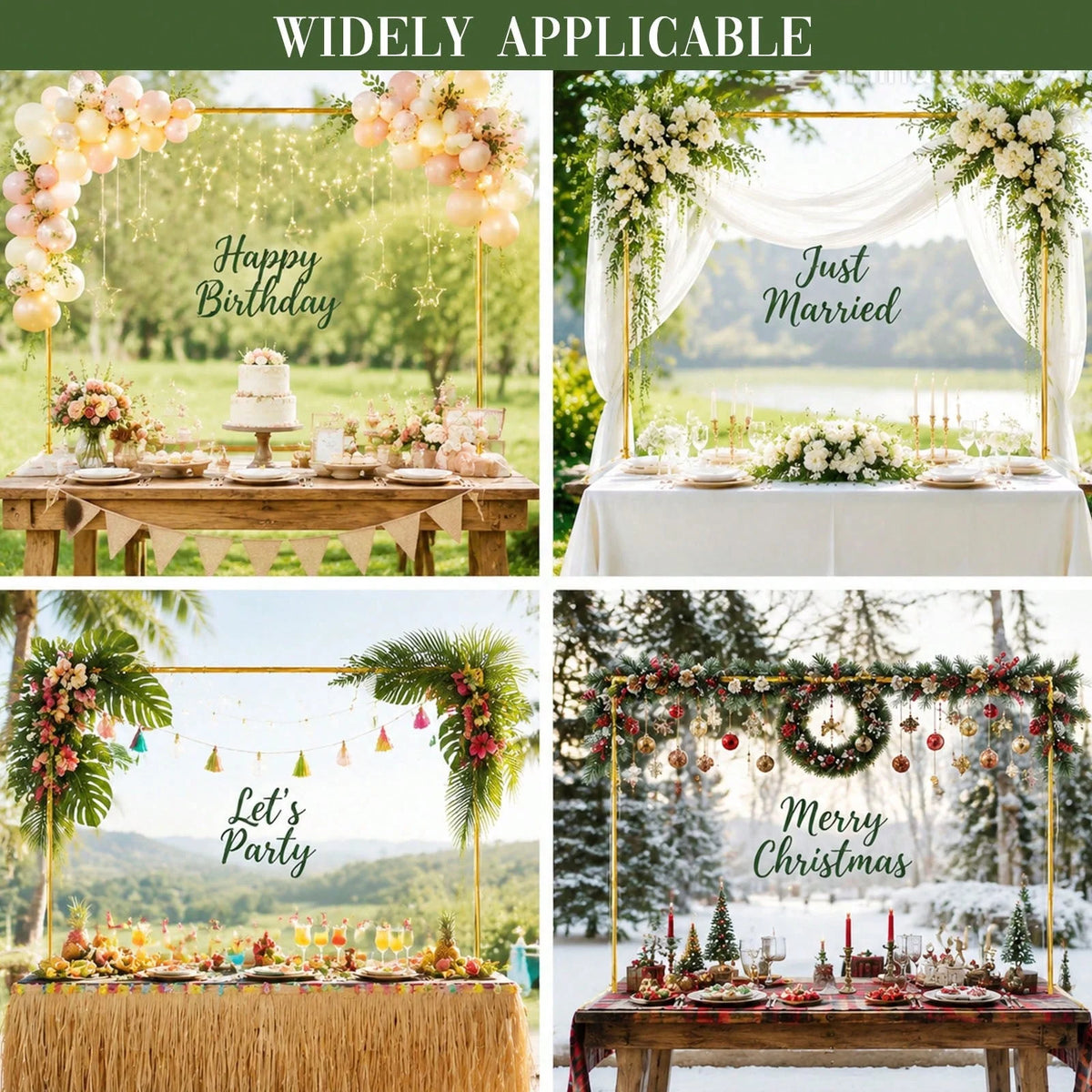 Adjustable Metal Over Table Arch Stand with Secure Clamps for Party Decor