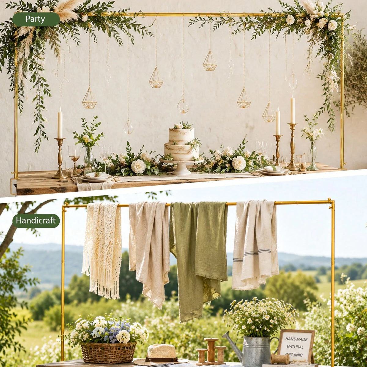 Adjustable Metal Over Table Arch Stand with Secure Clamps for Party Decor