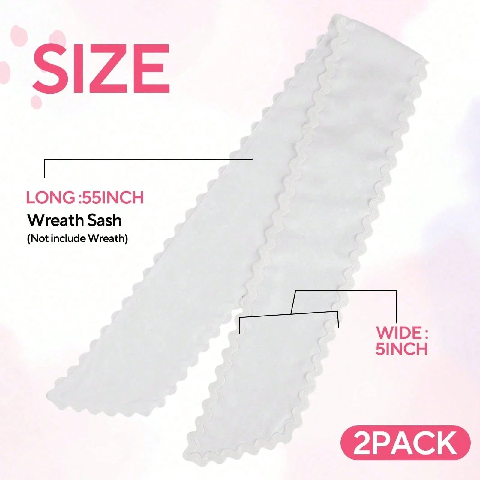 2-Pack White Scalloped Wreath Sash for Front Door & Home Decor