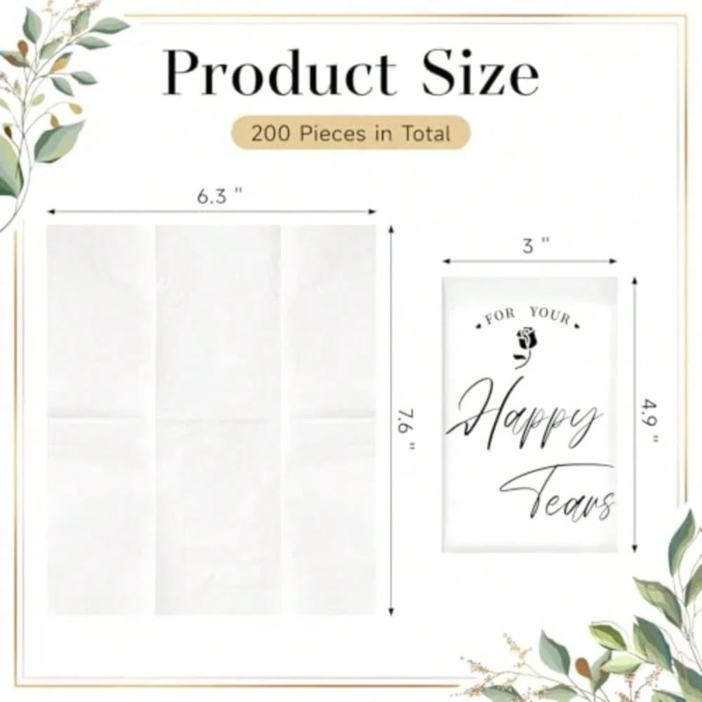 Pack of Happy Tears Tissues for Wedding, 3-Ply Pocket Packs for Guests