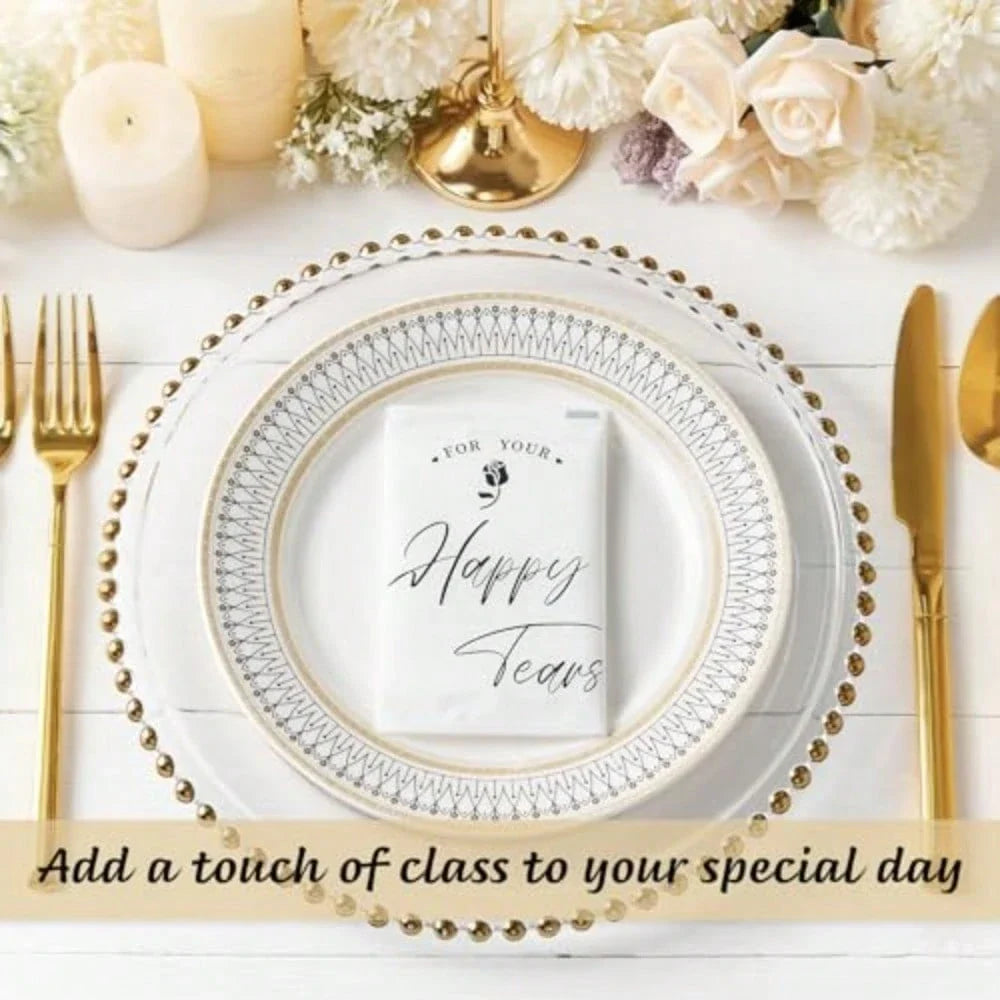 Pack of Happy Tears Tissues for Wedding, 3-Ply Pocket Packs for Guests