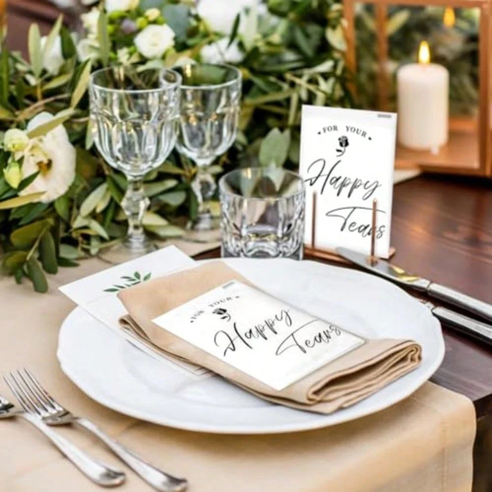 Pack of Happy Tears Tissues for Wedding, 3-Ply Pocket Packs for Guests