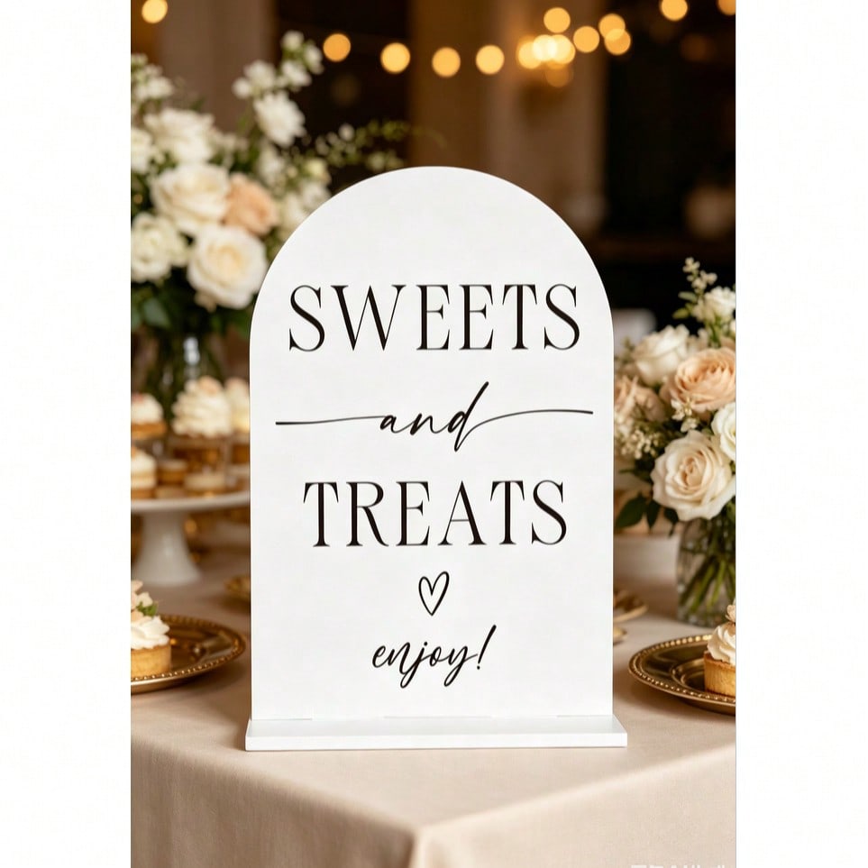 Sweet Temptation Acrylic Decorative Sign for Wedding Bridal Shower Party 12.7x17.8 cm