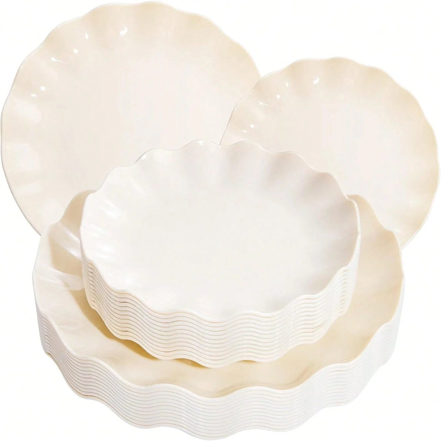 24-Piece Reusable Unbreakable Plastic Dinner and Salad Plates Set
