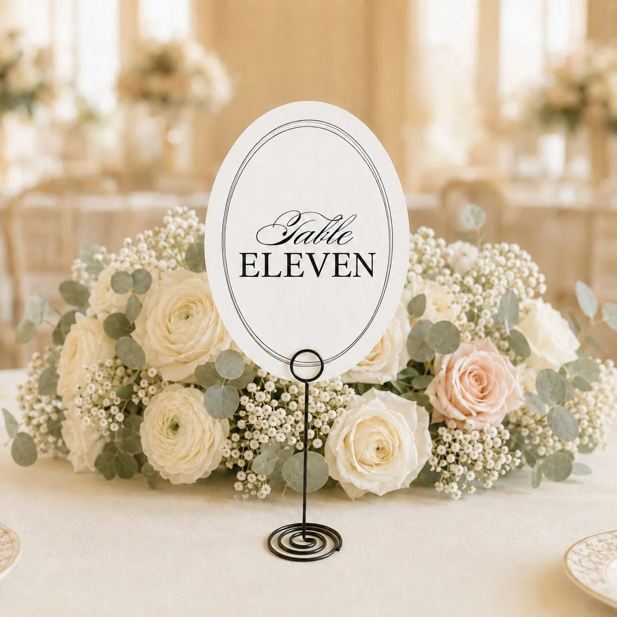 12-Piece Elegant Vintage Oval Table Number Plates for Wedding Reception