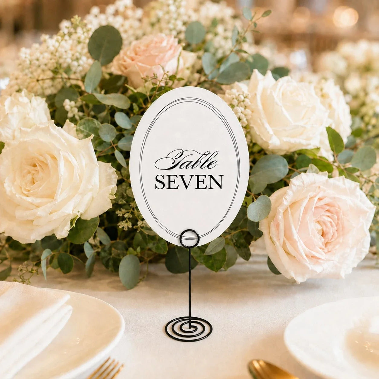 12-Piece Elegant Vintage Oval Table Number Plates for Wedding Reception