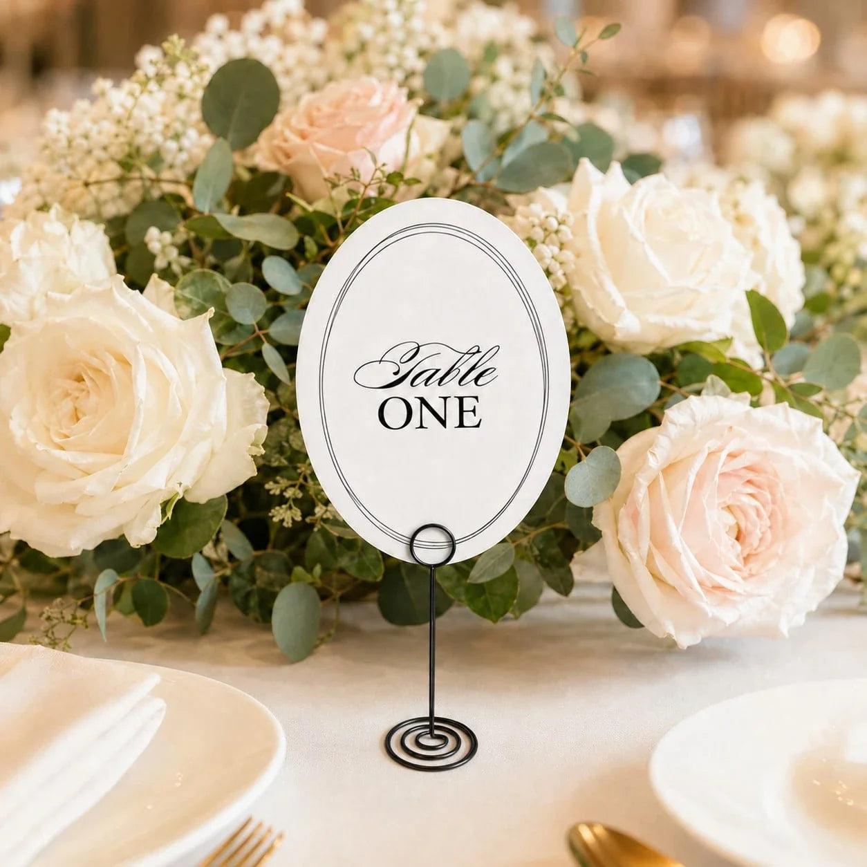 12-Piece Elegant Vintage Oval Table Number Plates for Wedding Reception