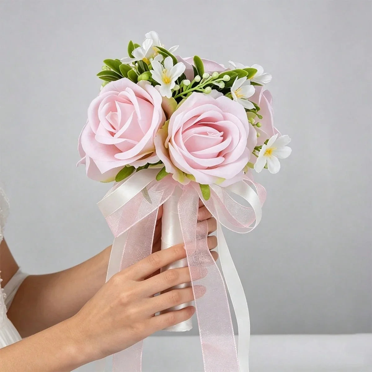 Elegant Ribbon Bridal Bouquet Artificial Flowers Wedding Supplies