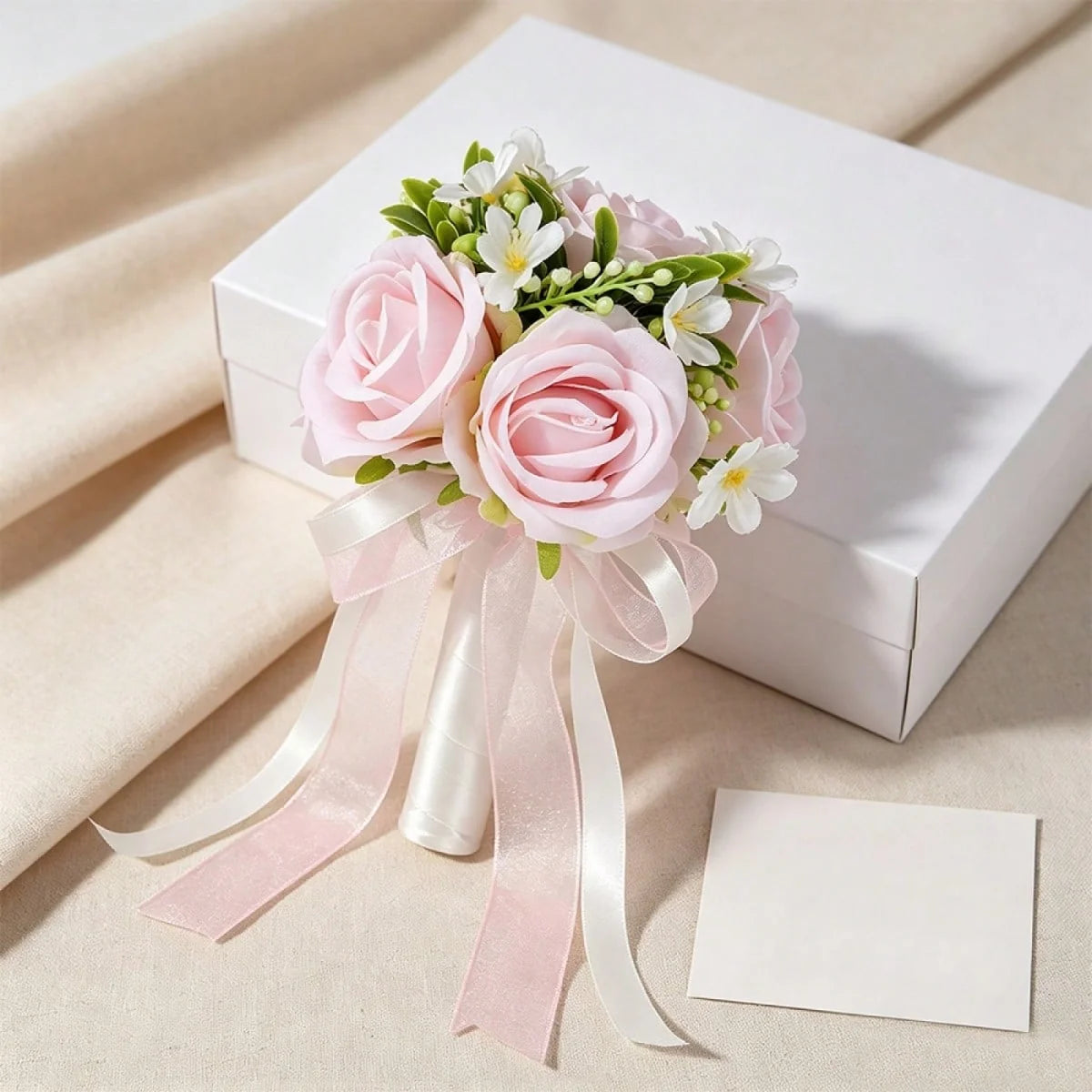 Elegant Ribbon Bridal Bouquet Artificial Flowers Wedding Supplies