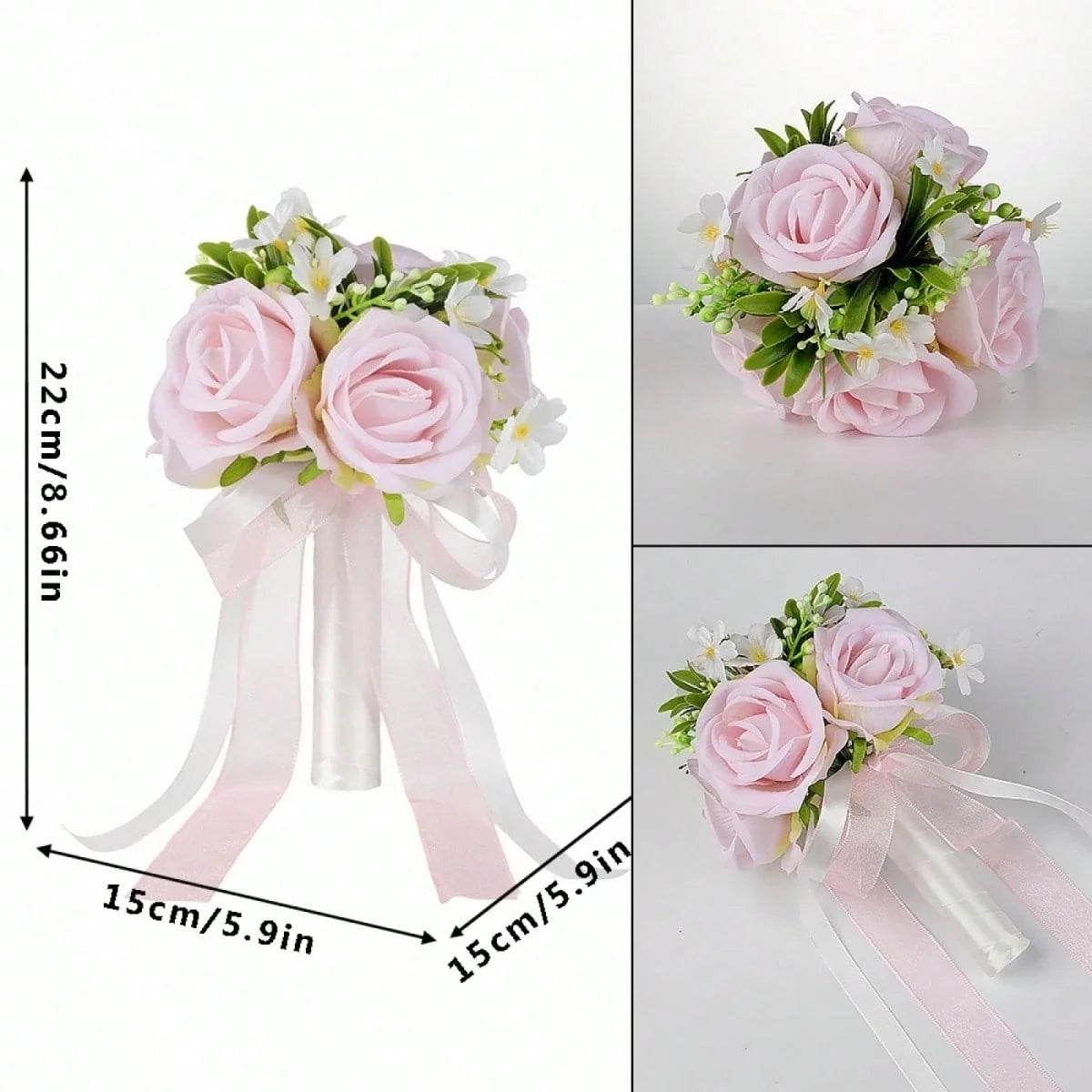 Elegant Ribbon Bridal Bouquet Artificial Flowers Wedding Supplies